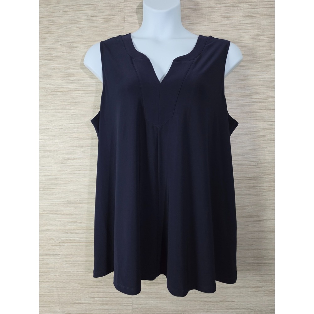Joseph Ribkoff 231137 Tank Top Women Size 20 Midnight Blue Stretch V-Neck NWT